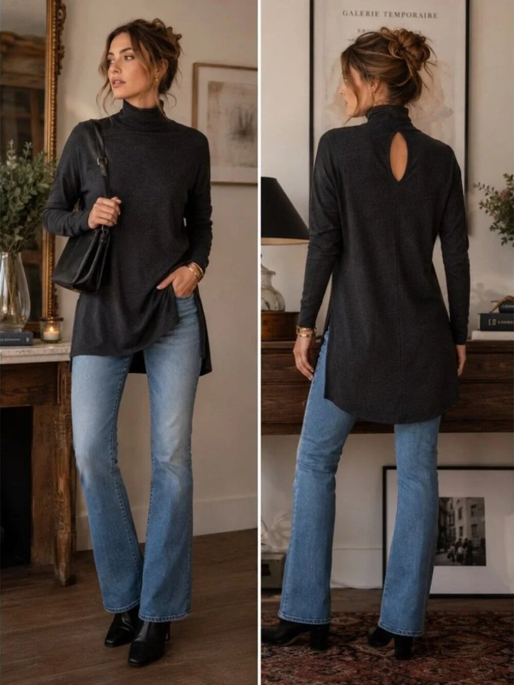 Anthropologie Vanessa Virginia Metallic Knit Turtleneck Tunic XS